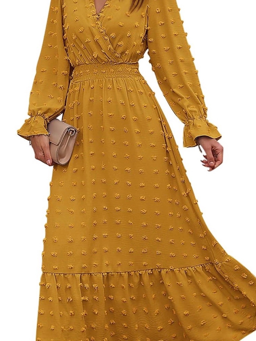 Women’s Mustard Yellow Long Sleeve Maxi Dress